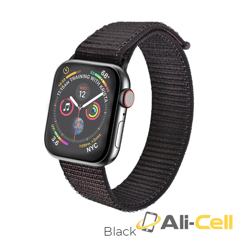 Watchband for Apple Watch series 4 / 3 / 2 / 1 “WB06 Tortuous” nylon (Wb06 Black, 42 44mm)