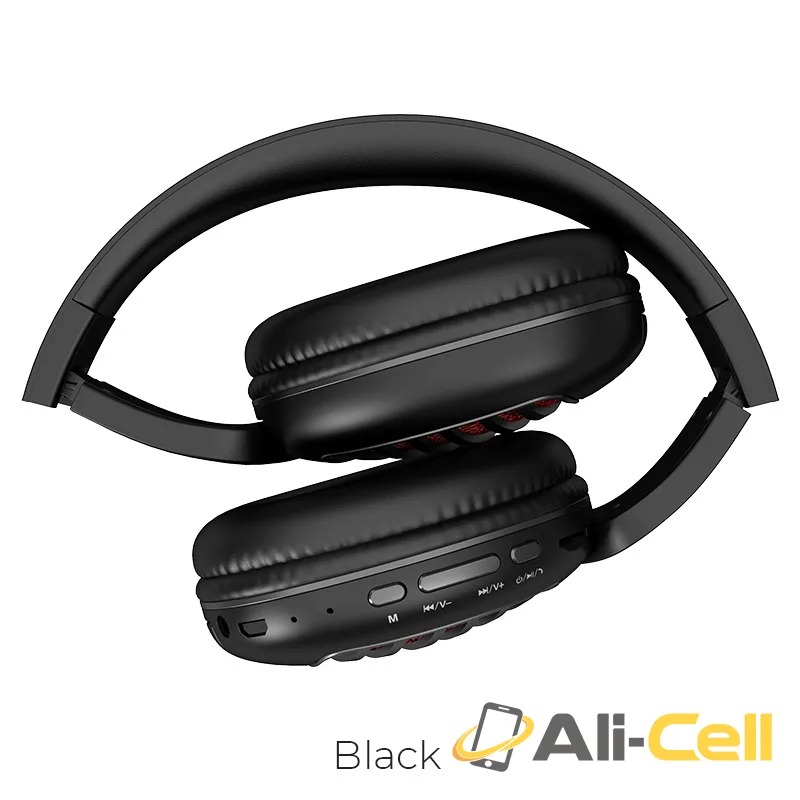 Headphones “W23 Brilliant” wireless and wired with mic (W23 Black)