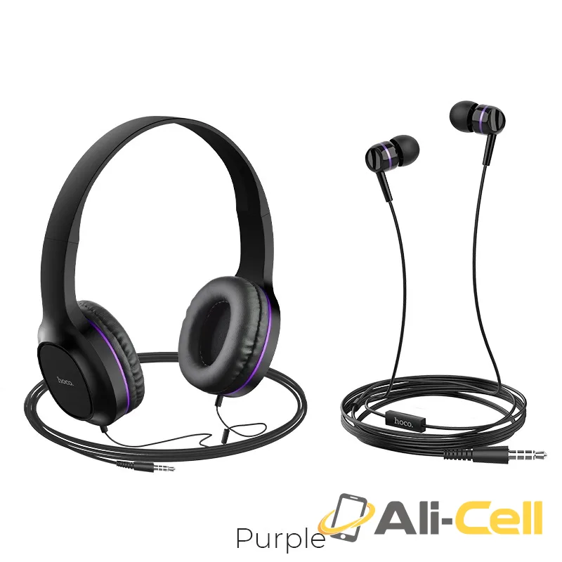 Headphones “W24 Enlighten” wired with mic set with earphones (W24 Purple)