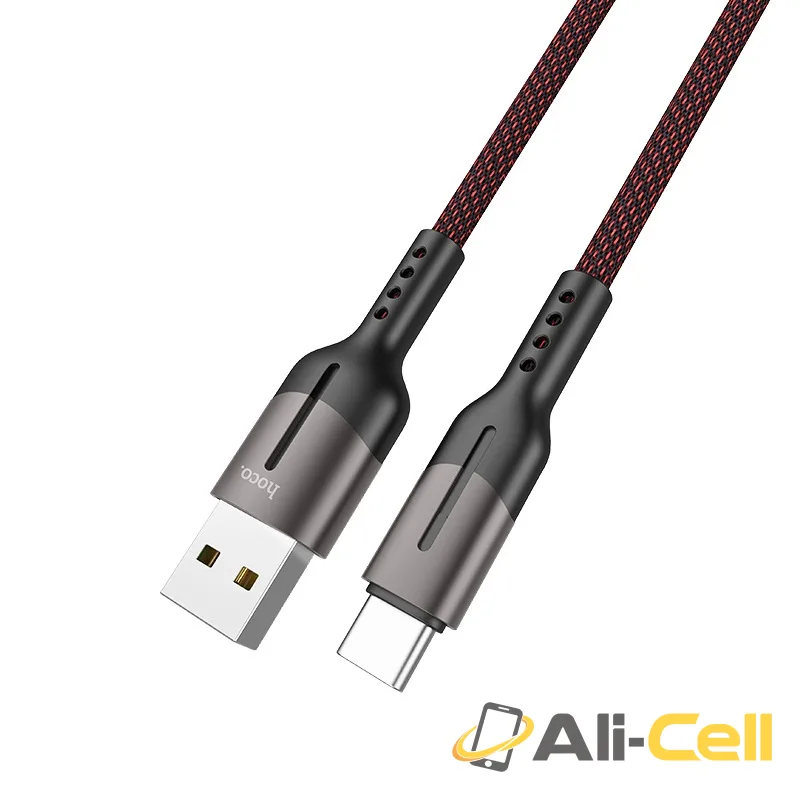 Cable USB to Type-C 5A “U68 Gusto” flash charging data sync (U68 Type C Red, 1.2m) — 3