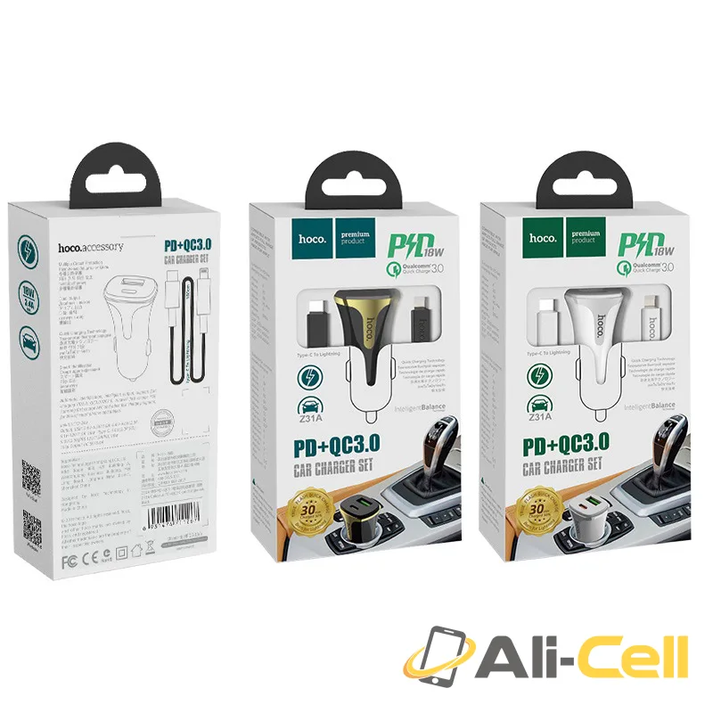 Car charger “Z31A Colossus” PD + QC3.0 set with cable (Z31a White, Single) — 7