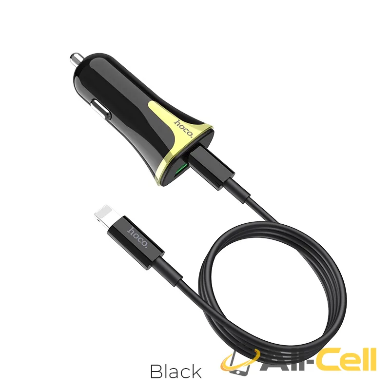 Car charger “Z31A Colossus” PD + QC3.0 set with cable (Z31a Type C Lightning Black, Set With Type C To Lightning Cable)