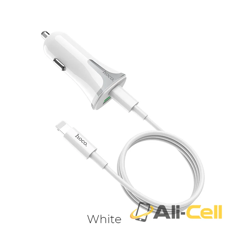 Car charger “Z31A Colossus” PD + QC3.0 set with cable (Z31a Type C Lightning White, Set With Type C To Lightning Cable)