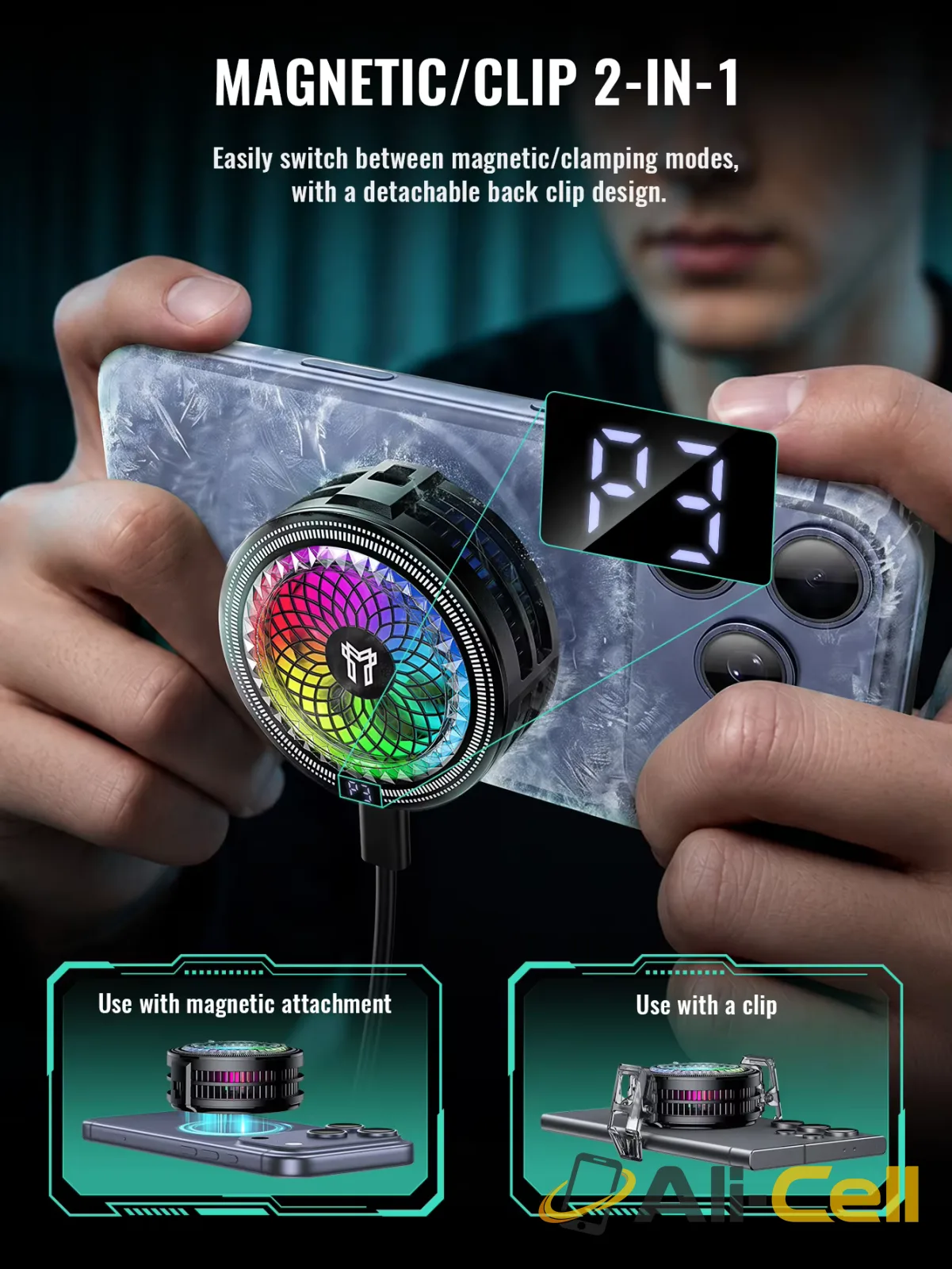 GA6 AI Magnetic Phone Cooler with RGB Display — 4
