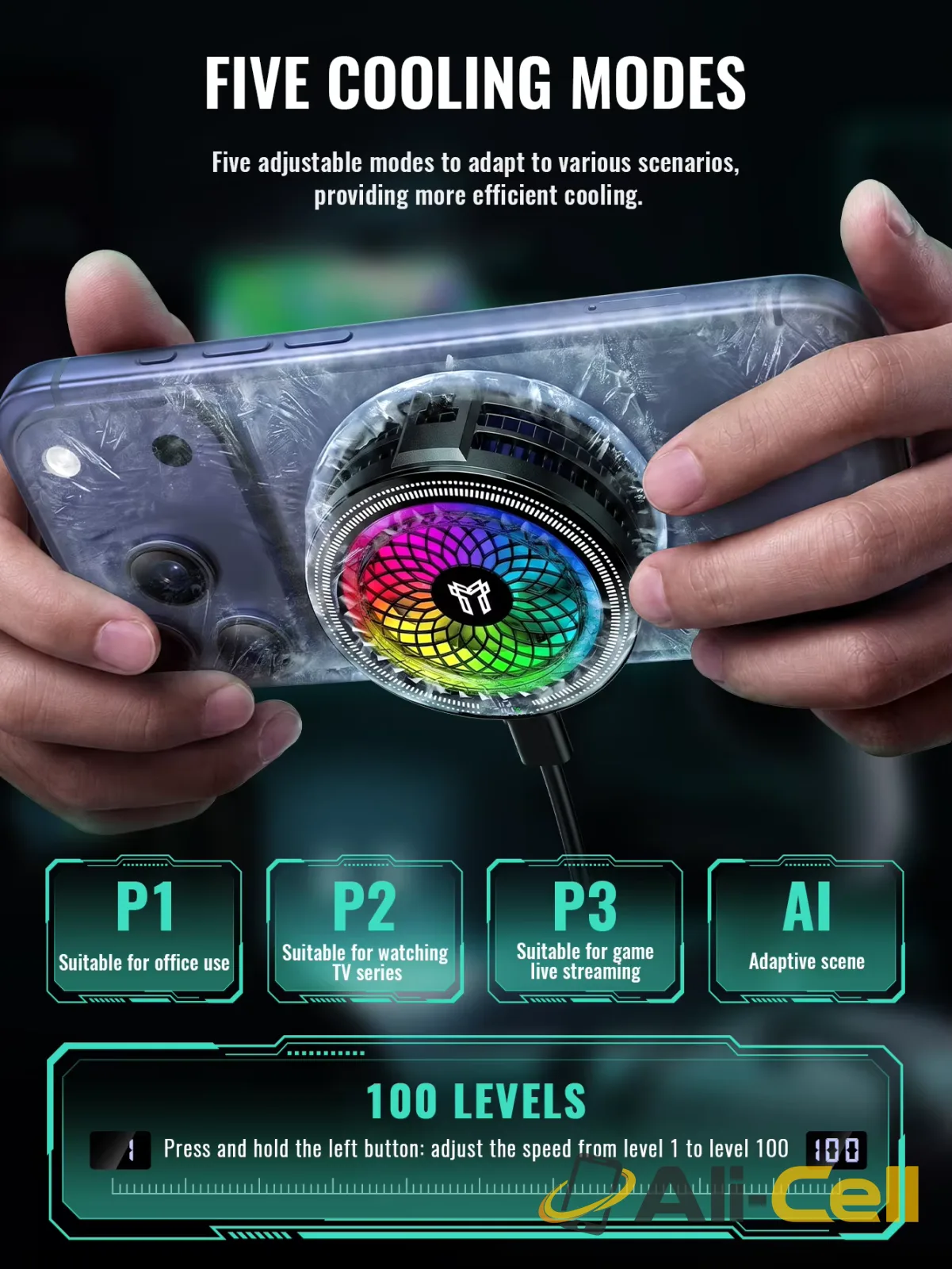 GA6 AI Magnetic Phone Cooler with RGB Display — 6