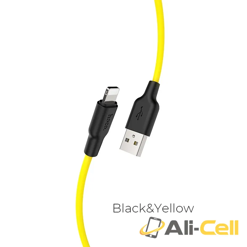 Cable USB to Lightning “X21 Plus” charging data sync 1m / 2m (X21 Plus Lightning Black Yellow, 1.0m)