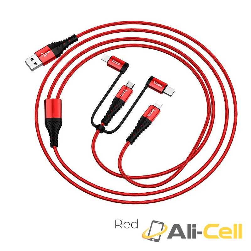 Cable “X38 Cool 4-in-1” charging wire (X38 4in1 Red, 1.0m)