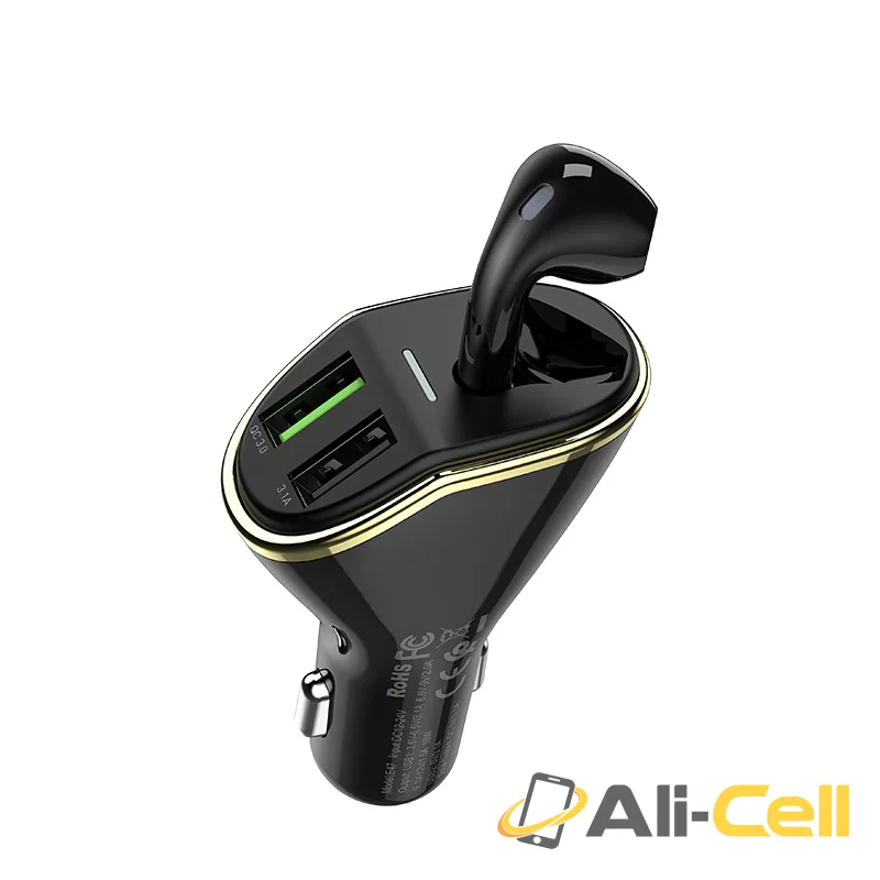 Car charger “E47 Traveller” with wireless headset (E47 Black) — 2