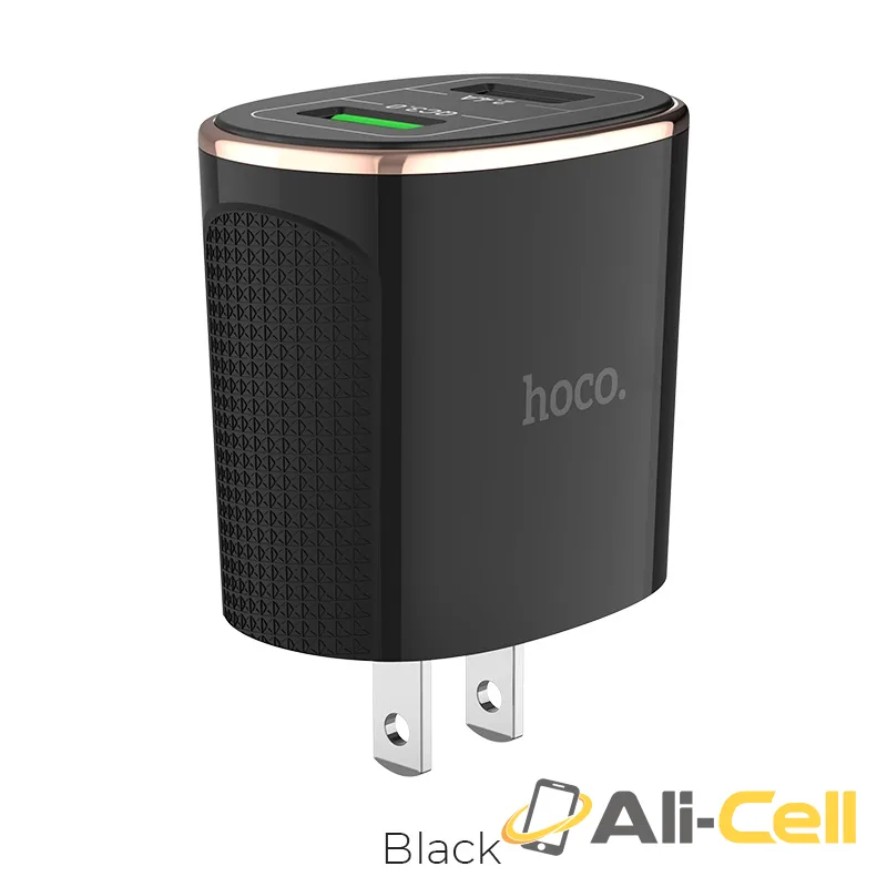 Wall charger “C60 Prestige” US plug dual USB QC3.0 (C60 Black)