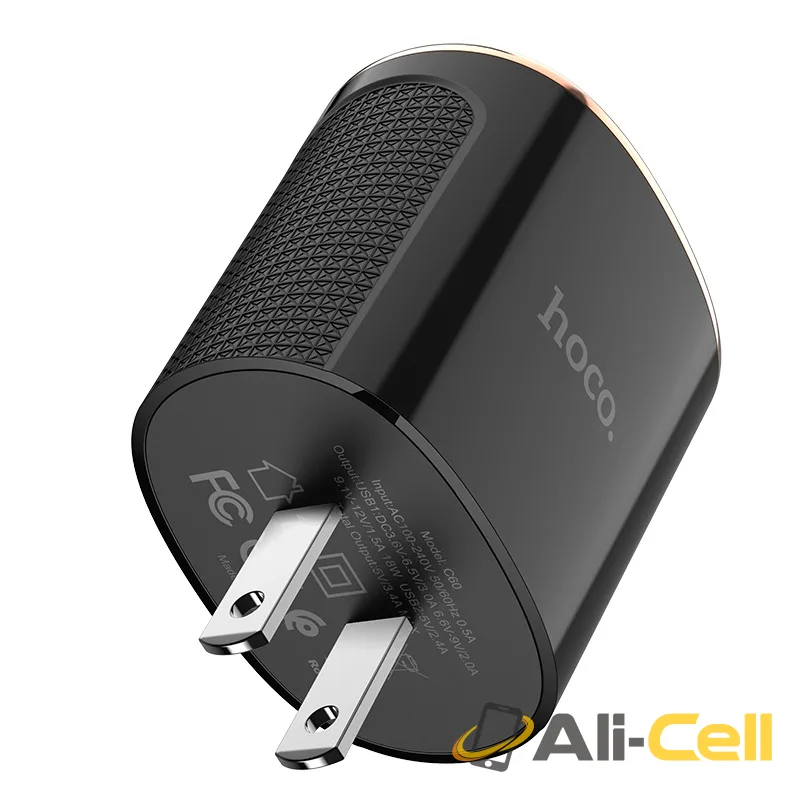 Wall charger “C60 Prestige” US plug dual USB QC3.0 (C60 Black) — 4