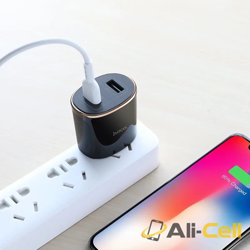 Wall charger “C60 Prestige” US plug dual USB QC3.0 (C60 Black) — 5