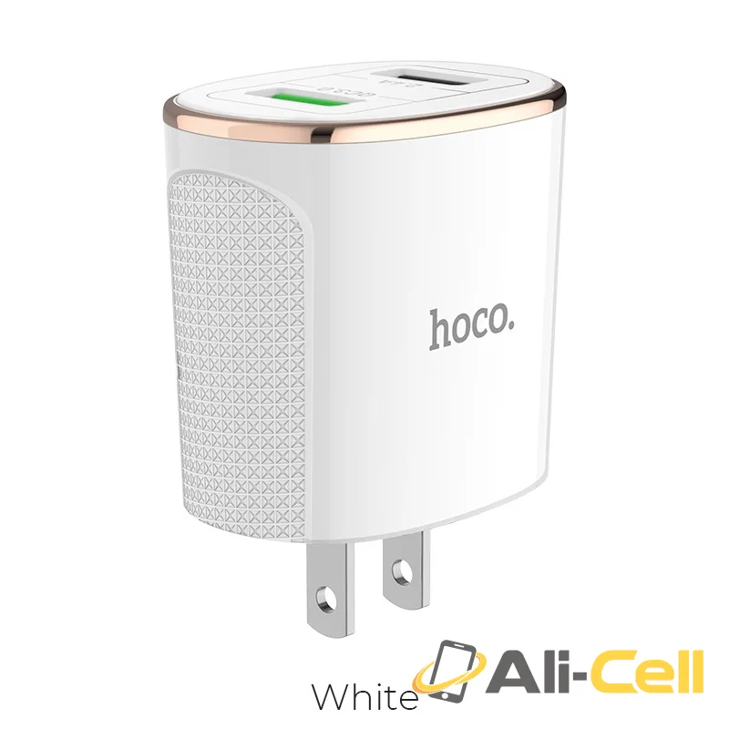 Wall charger “C60 Prestige” US plug dual USB QC3.0 (C60 White)