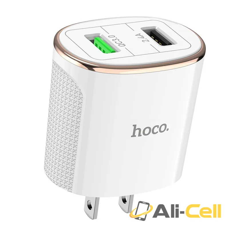 Wall charger “C60 Prestige” US plug dual USB QC3.0 (C60 White) — 2