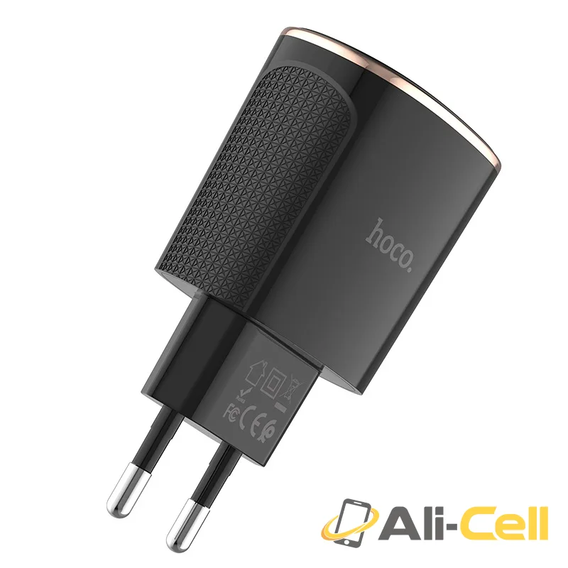 Wall charger “C60A Prestige” EU plug dual USB QC3.0 (C60a Black) — 3
