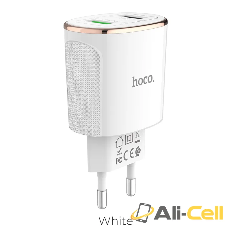 Wall charger “C60A Prestige” EU plug dual USB QC3.0 (C60a White)