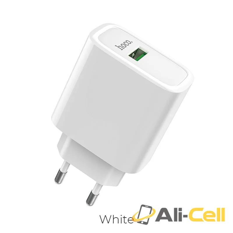 Wall charger “C69A Dynamic power” EU plug single USB QC3.0 set with cable (C69a White)