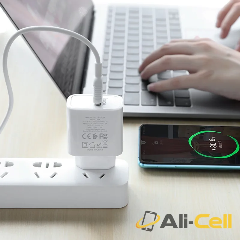 Wall charger “C69A Dynamic power” EU plug single USB QC3.0 set with cable (C69a White) — 5