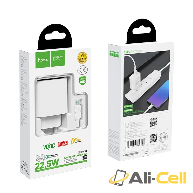 Wall charger “C69A Dynamic power” EU plug single USB QC3.0 set with cable (C69a Micro Usb White, Set With Micro Usb Cable) — 7