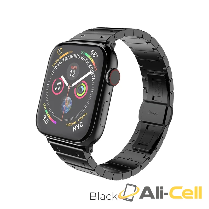 Watchband for Apple Watch Series 1 / 2 / 3 / 4 “WB07 Precious” stainless steel (Wb07 Black, 38 40mm)