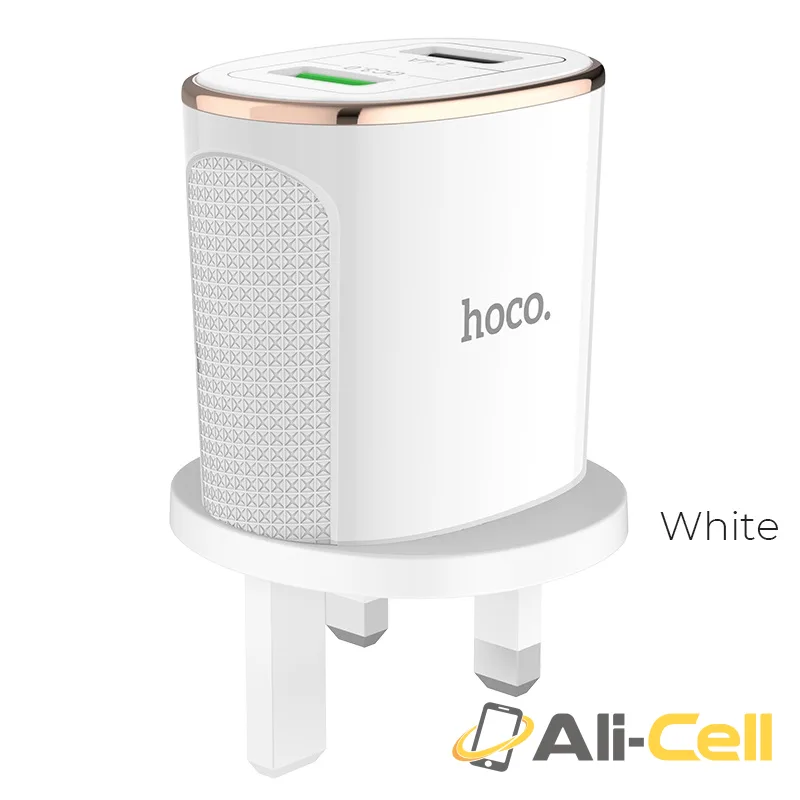 Wall charger “C60B Prestige” UK plug dual USB QC3.0 (C60b White)