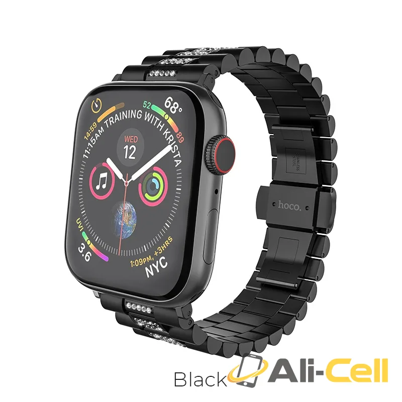 Watchband for Apple Watch Series 1 / 2 / 3 / 4 “WB08 Shining” stainless steel (Wb08 Black, 42 44mm)
