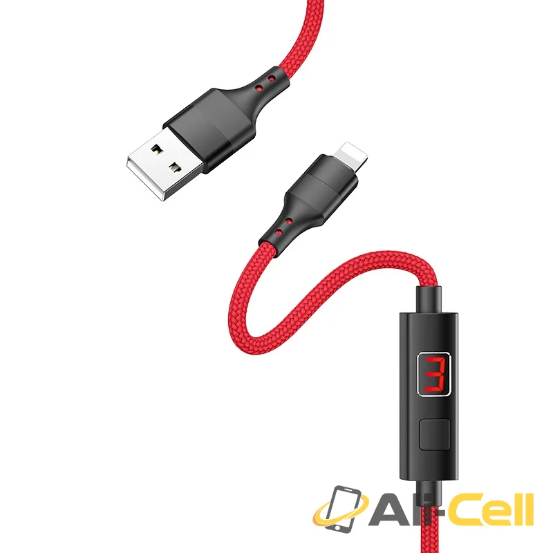 Cable USB to Lightning “S13 Central control” charging data sync with timer (S13 Lightning Black, 1.2m) — 2