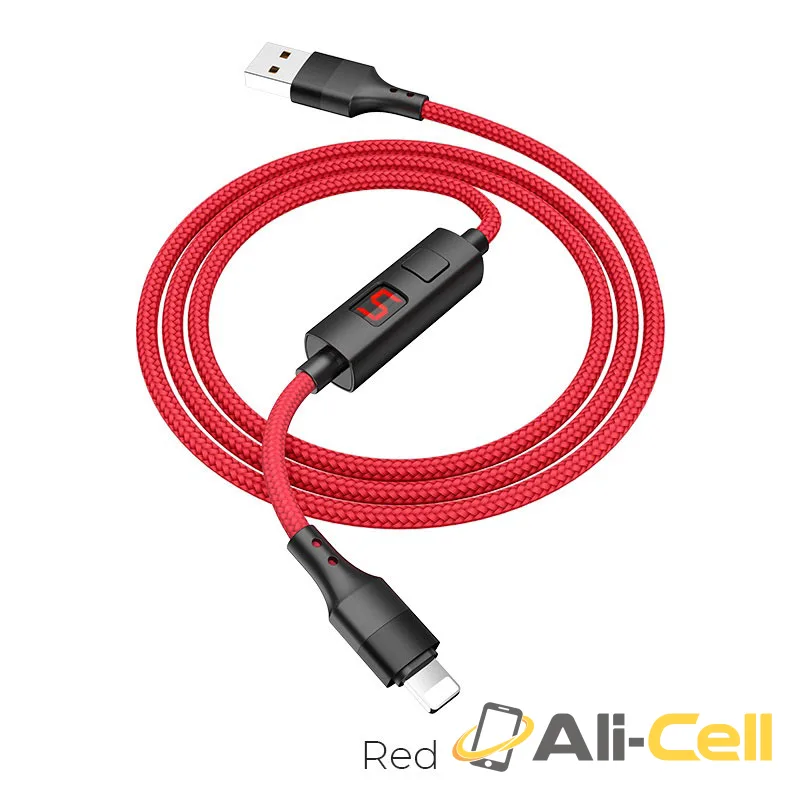 Cable USB to Lightning “S13 Central control” charging data sync with timer (S13 Lightning Red, 1.2m)