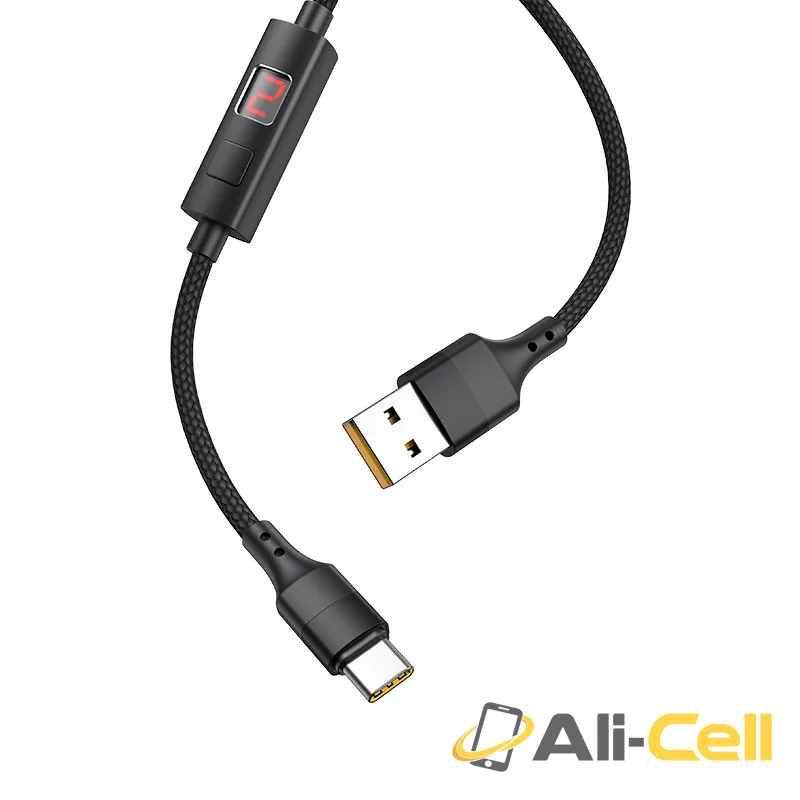 Cable USB to Type-C “S13 Central control” charging data sync with timer (S13 Type C Black, 1.2m) — 4