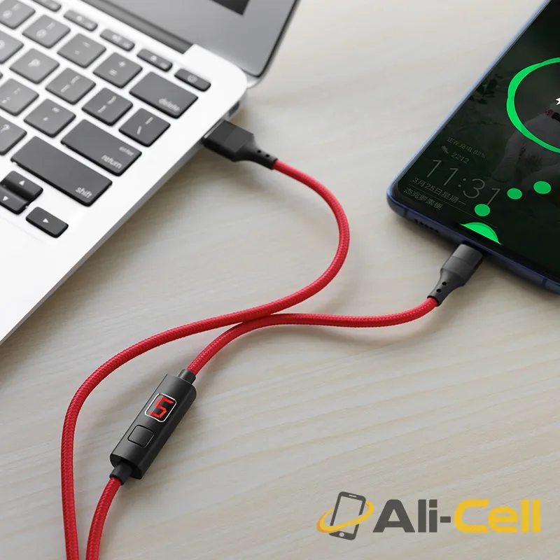Cable USB to Type-C “S13 Central control” charging data sync with timer (S13 Type C Red, 1.2m) — 5