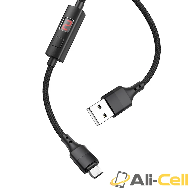 Cable USB to Micro-USB “S13 Central control” charging data sync with timer (S13 Micro Usb Red, 1.2m) — 2
