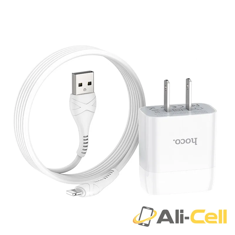 Wall charger “C73 Glorious” US plug dual USB set with cable (C73 Lightning White, Set With Lightning Cable) — 2