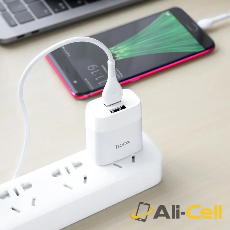 Wall charger “C73 Glorious” US plug dual USB set with cable (C73 Lightning White, Set With Lightning Cable) — 5