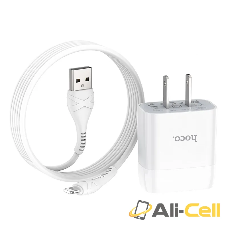Wall charger “C72 Glorious” US plug single USB set with cable (C72 Lightning White, Set With Lightning Cable) — 3