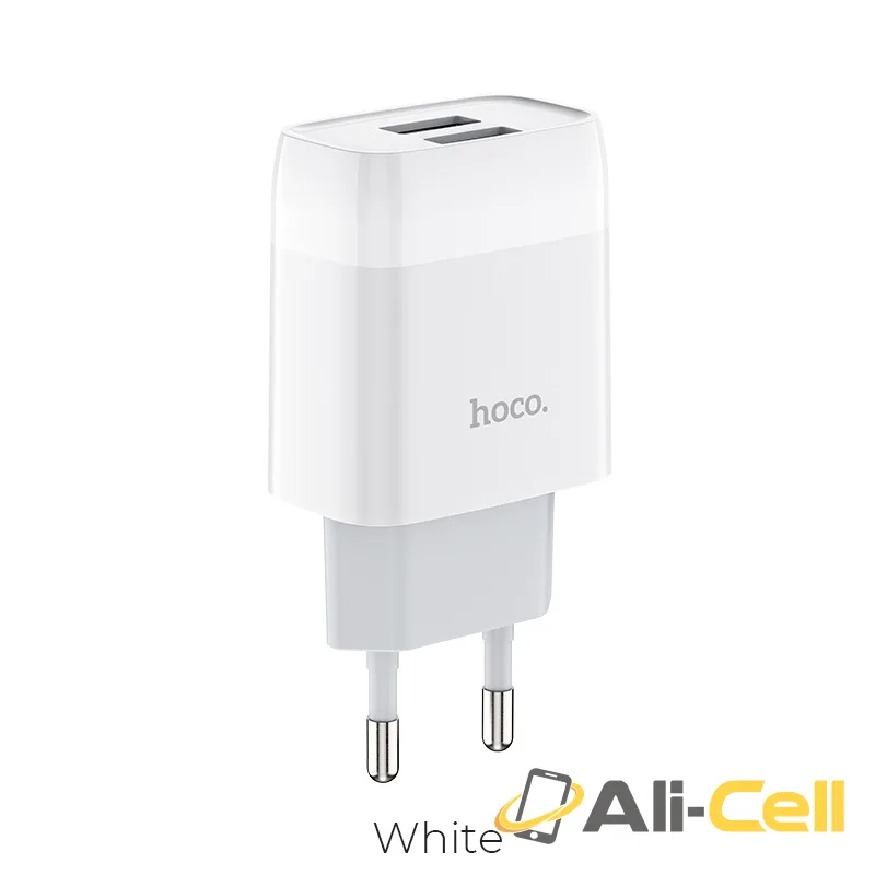 Wall charger “C73A Glorious” EU plug dual USB set with cable (C73a White, Single)