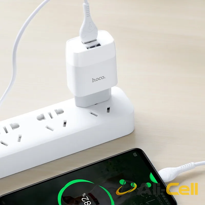 Wall charger “C73A Glorious” EU plug dual USB set with cable (C73a Micro Usb White, Set With Micro Usb Cable) — 5