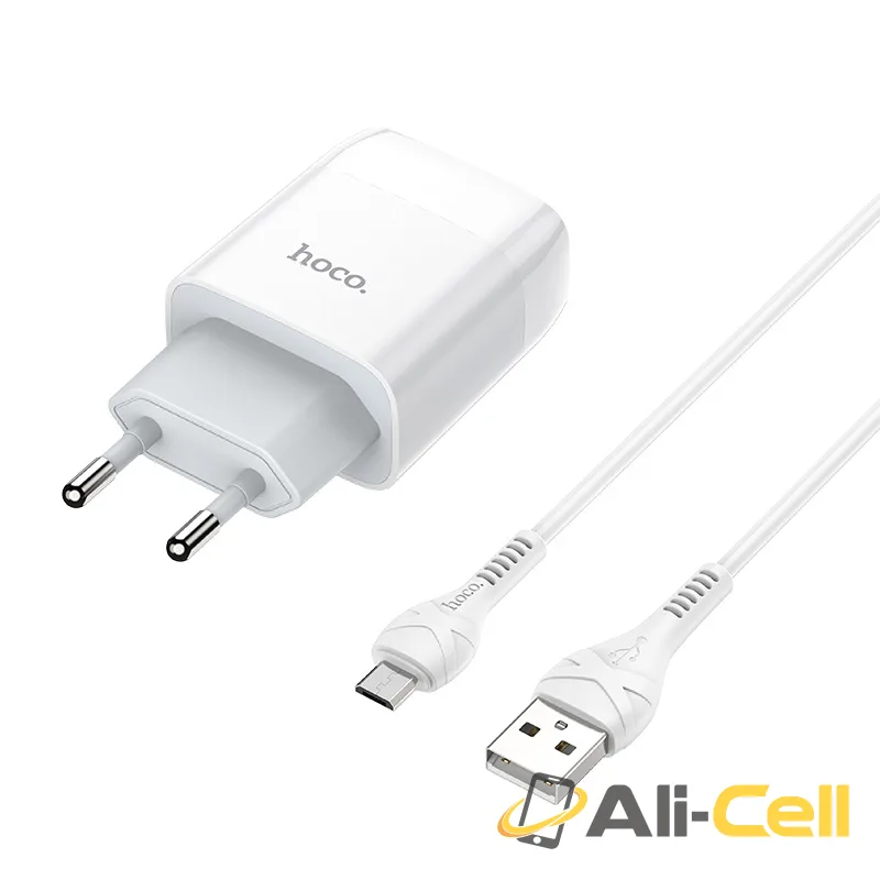 Wall charger “C73A Glorious” EU plug dual USB set with cable (C73a Type C White, Set With Type C Cable) — 3