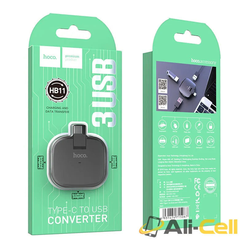 Type-C hub “HB11” USB-C to 3 ports USB 2.0 converter (Hb11 Black) — 7