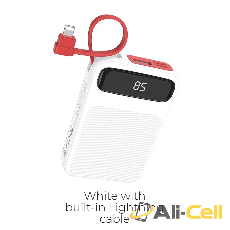 Power bank “J40 Powerful” 10000mAh with built-in cable (J40 Lightning, Built In Lightning Wire)