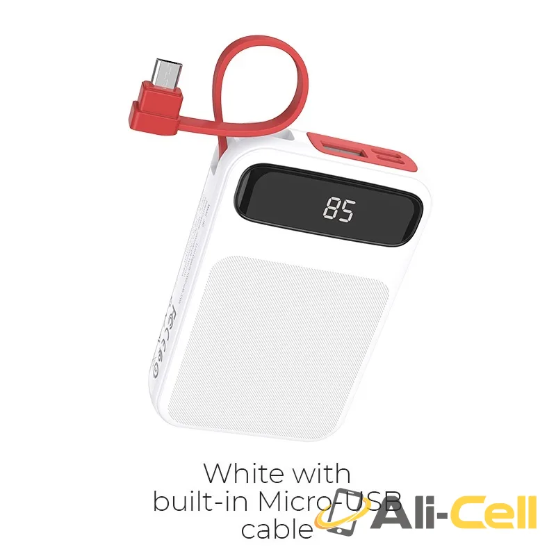 Power bank “J40 Powerful” 10000mAh with built-in cable (J40 Micro Usb, Built In Micro Usb Wire)