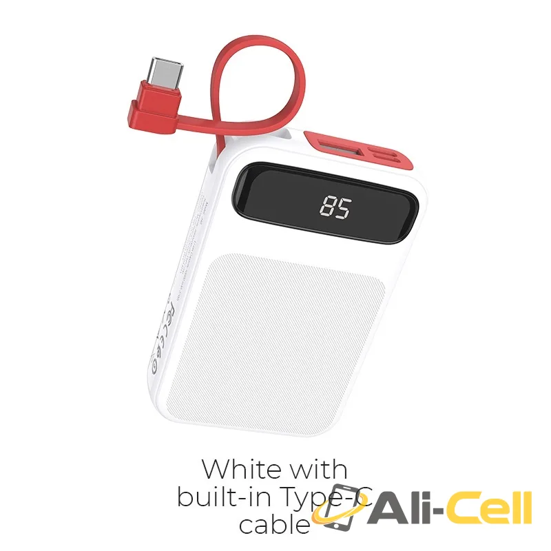 Power bank “J40 Powerful” 10000mAh with built-in cable (J40 Type C, Built In Type C Wire)
