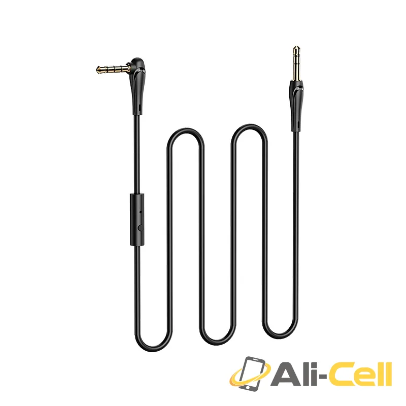 Cable 3.5mm to 3.5mm “UPA15” AUX with mic and button (Upa15 Black, 1.0m) — 3