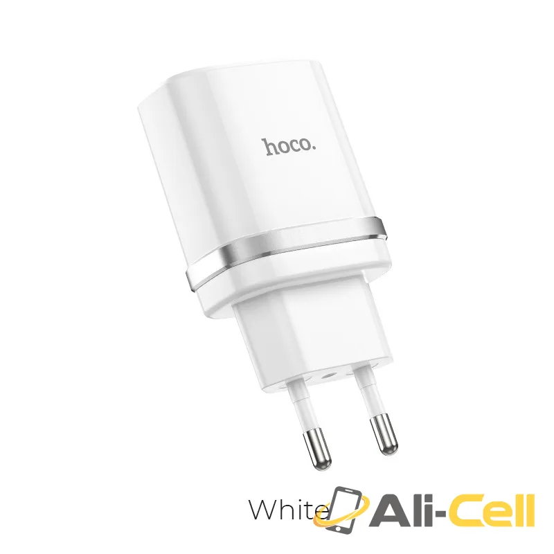 Wall charger “C12Q Smart” QC3.0 EU single USB set with cable (C12q White)