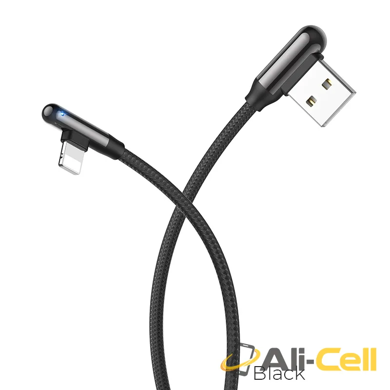 Cable USB to Lightning “U77 Excellent elbow”charging data sync (U77 Lightning Black, 1.2m)