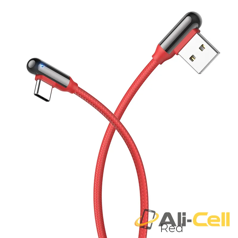 Cable USB to Type-C “U77 Excellent elbow”charging data sync (U77 Type C Red, 1.2m)