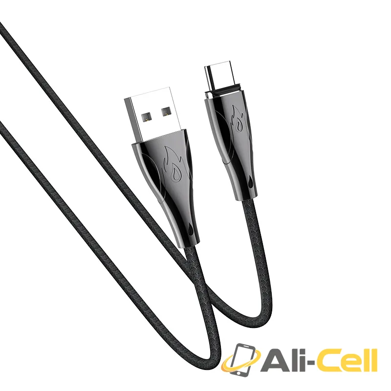 Cable USB to Type-C “U75 Blaze” magnetic charging data sync (U75 Type C Black, 1.2m) — 2