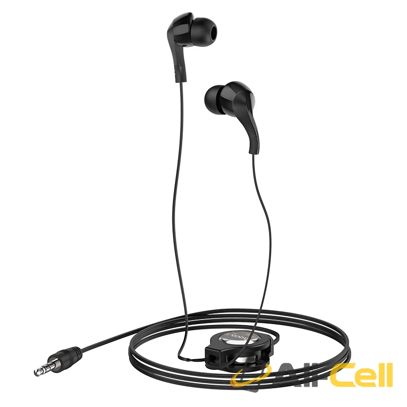 Wired earphones 3.5mm “M68 Easy clip” telescopic (M68 Black) — 3
