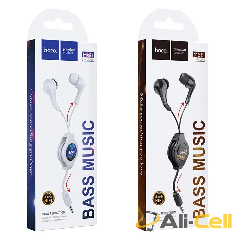 Wired earphones 3.5mm “M68 Easy clip” telescopic (M68 Black) — 7