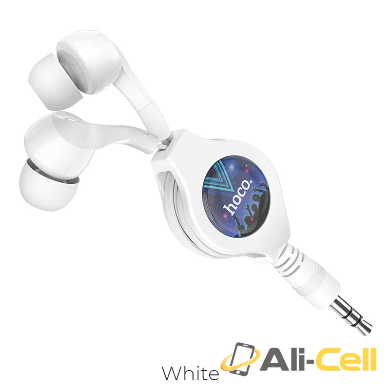 Wired earphones 3.5mm “M68 Easy clip” telescopic (M68 White)