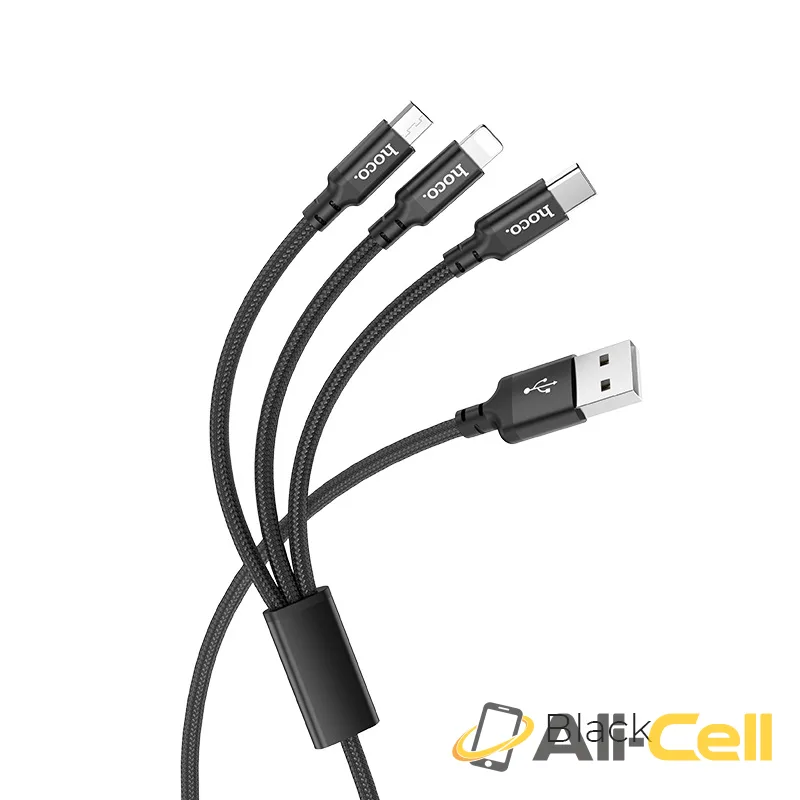 Cable 3-in-1 “X14 Times speed” for charging (X14 3in1 Black, 1.0m)