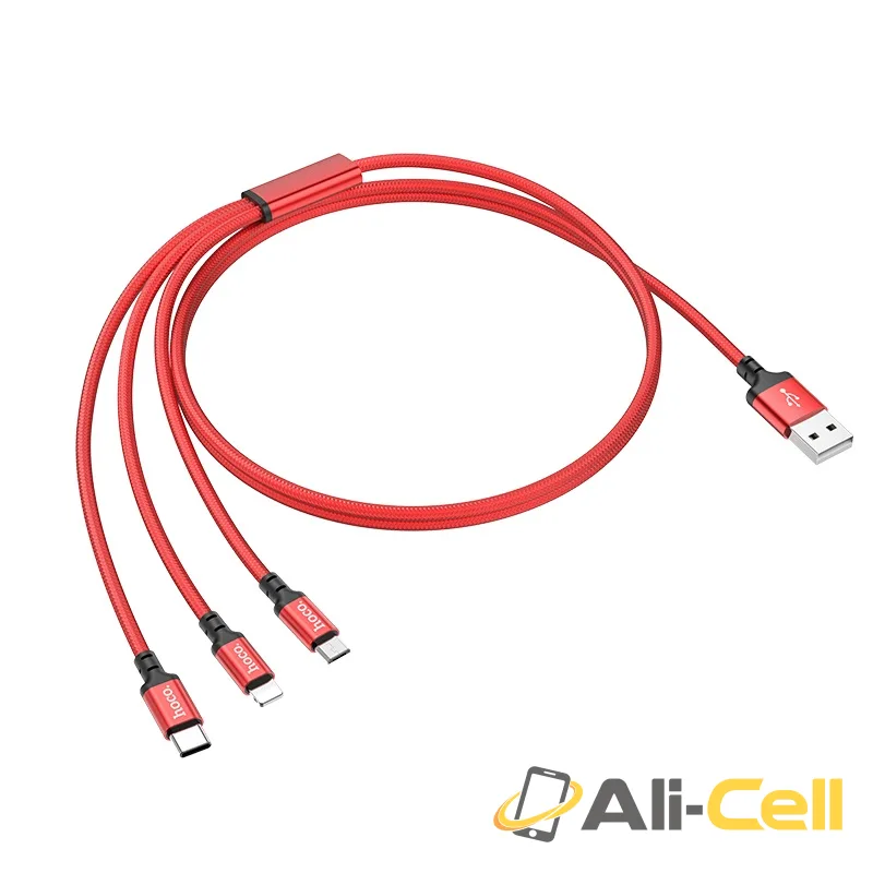 Cable 3-in-1 “X14 Times speed” for charging (X14 3in1 Black, 1.0m) — 3